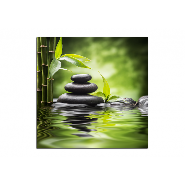 Obraz na plátně - Zen kameny a bambus - čtverec